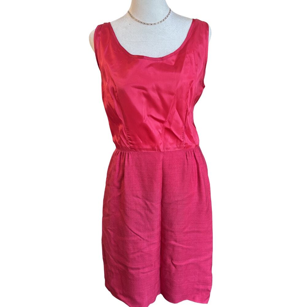 Vintage 1950s G. Fox & Co. Fuchsia Two-Piece Dress Set Tassel Top + Slip Dress